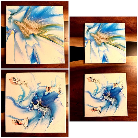 Signed Original Acrylic Abstract Paintings – “Ludi” – 10” x 10” Set of 2 - Picture 6 of 6